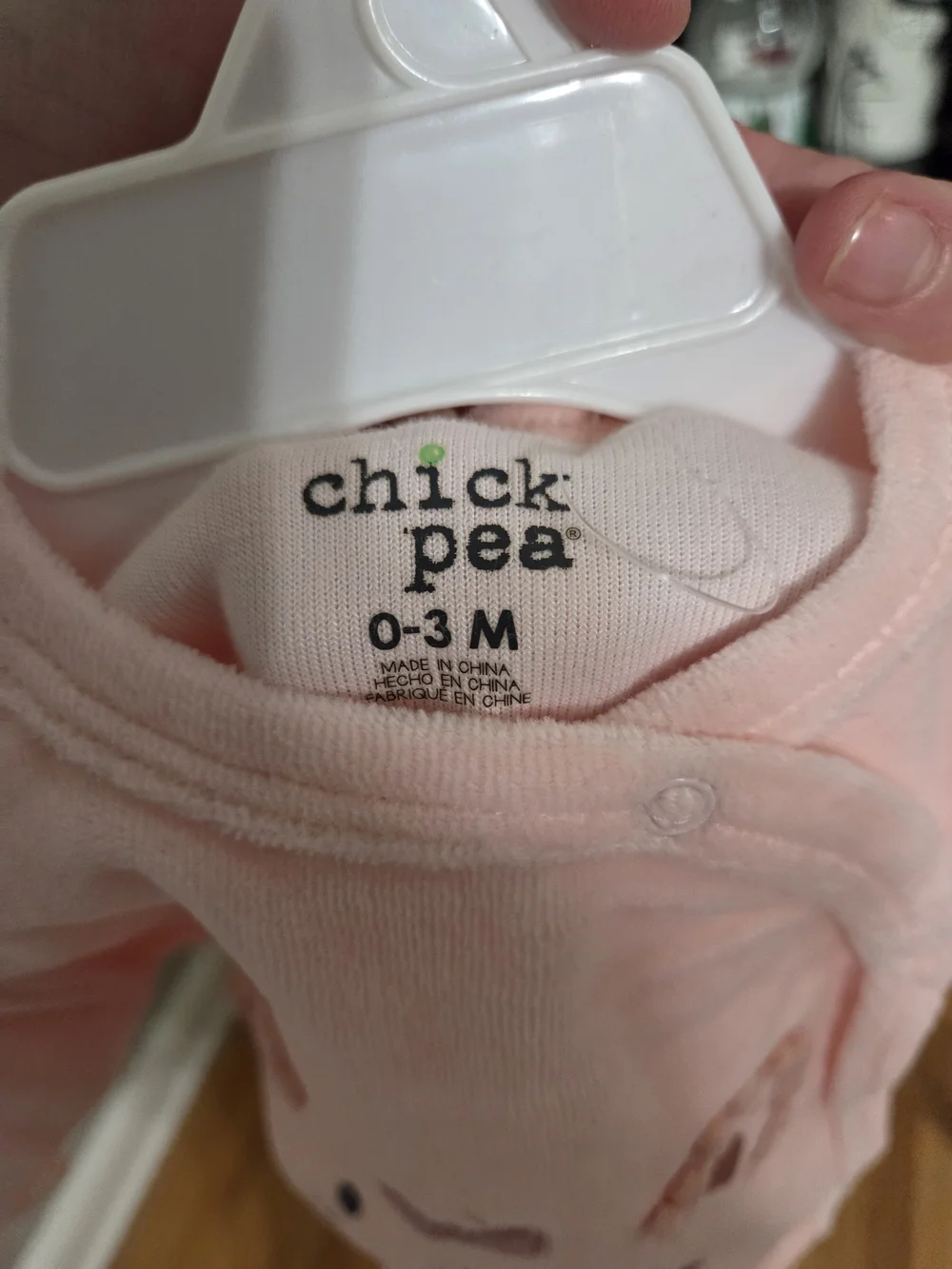 chick pea Pink Bear Embroidered Footed One-Piece